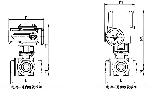 電動三通內螺紋球閥_尺寸圖